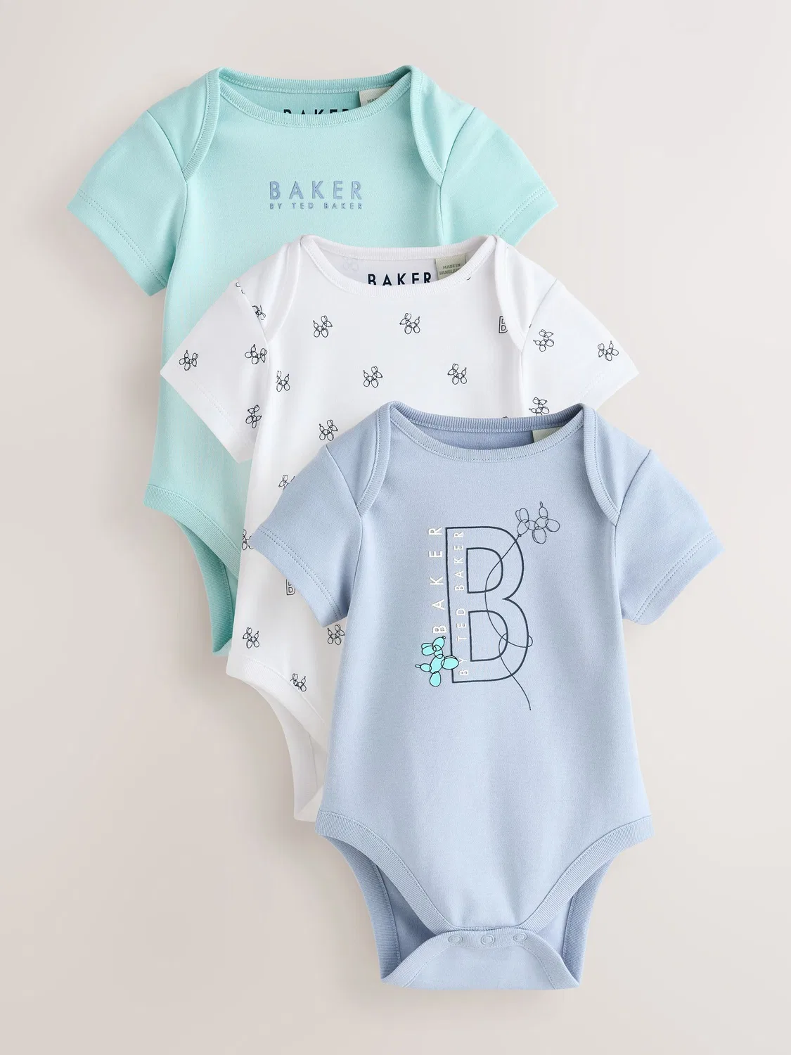 Боди с коротким рукавом, набор 3 шт. Baker by Ted Baker, голубой