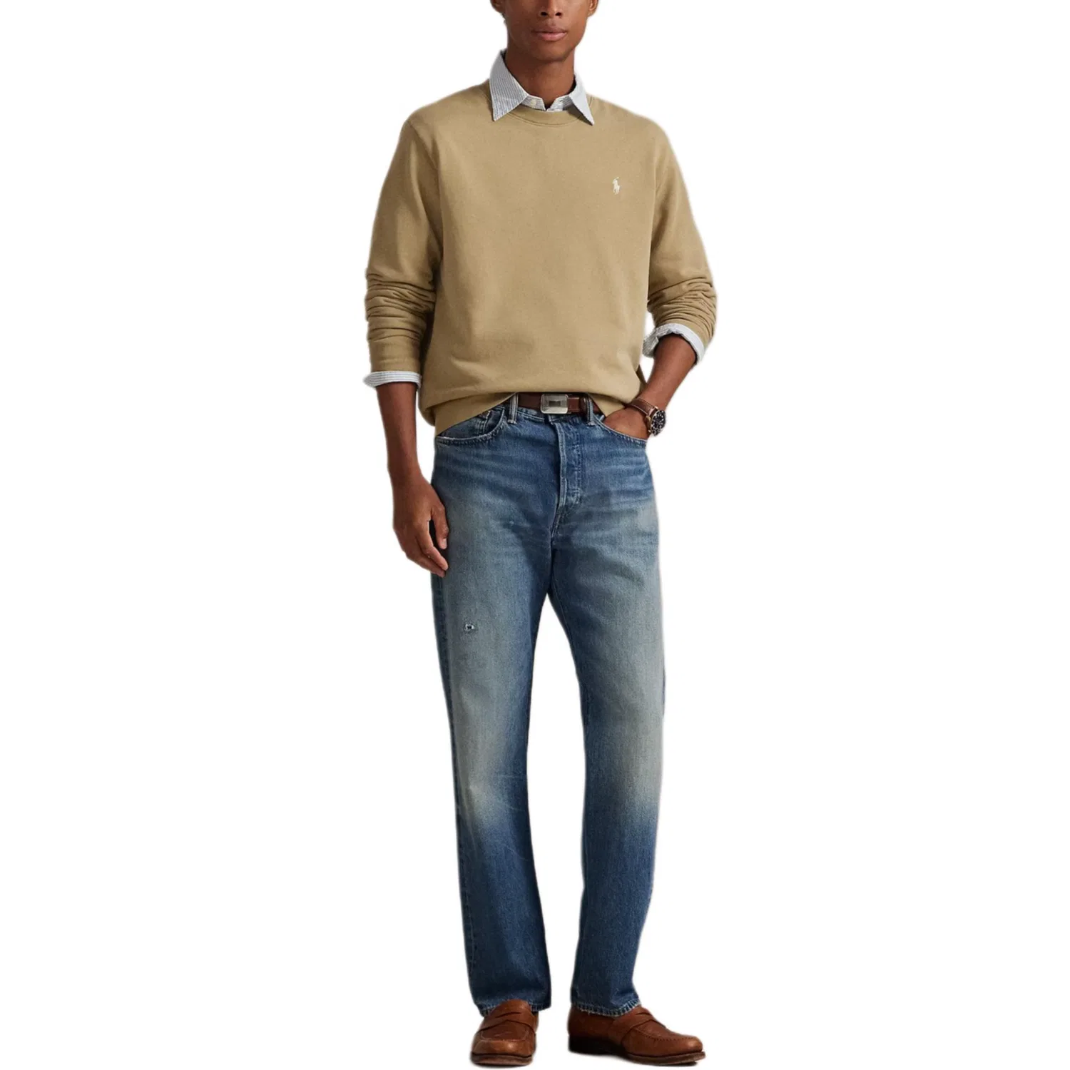 Мужской свитшот с вышивкой Polo Pony Polo Ralph Lauren, RL Khaki — фото 3