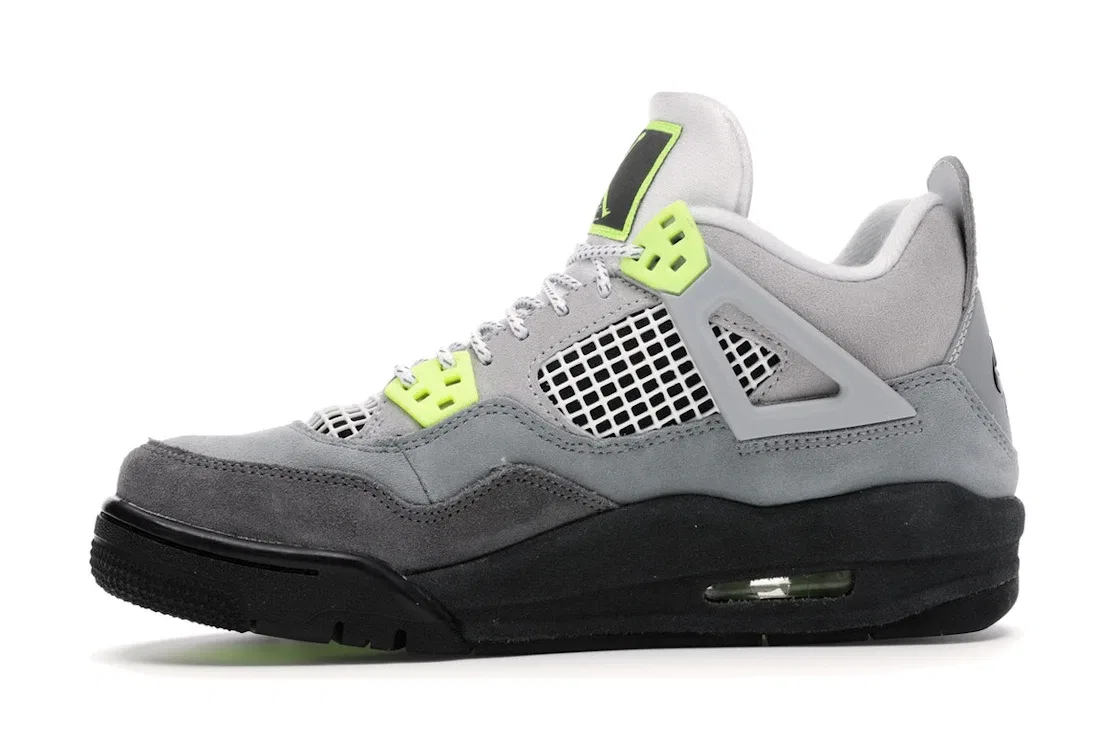 Детские кроссовки с сетчатыми вставками Jordan 4 Retro, Cool Grey/Volt-Wolf Grey-Anthracite — фото 3