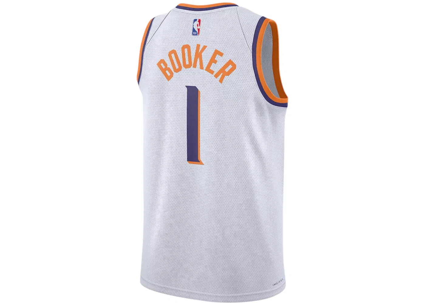 Мужская футболка с длинным рукавом Nike NBA Phoenix Suns Devin Booker Association Edition Dri-Fit Swingman Jersey, White/Purple — фото 2