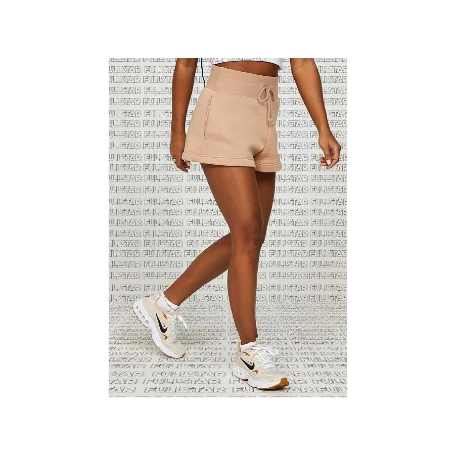 Шорты спортивные свободного кроя с флисом, модель Fleece Loose Fit Shorts, Nike, Бежевый — фото 3