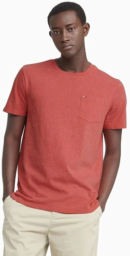Футболка Tommy Hilfiger Essential Short Sleeve Cotton Crewneck Pocket, красный меланж — фото 4