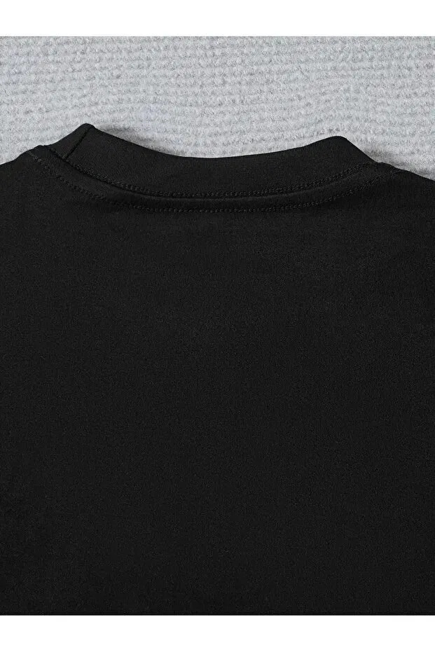 Детская футболка с принтом для девочек Bow Printed Black Long Sleeve T-Shirt for Girls Haha, Black — фото 4