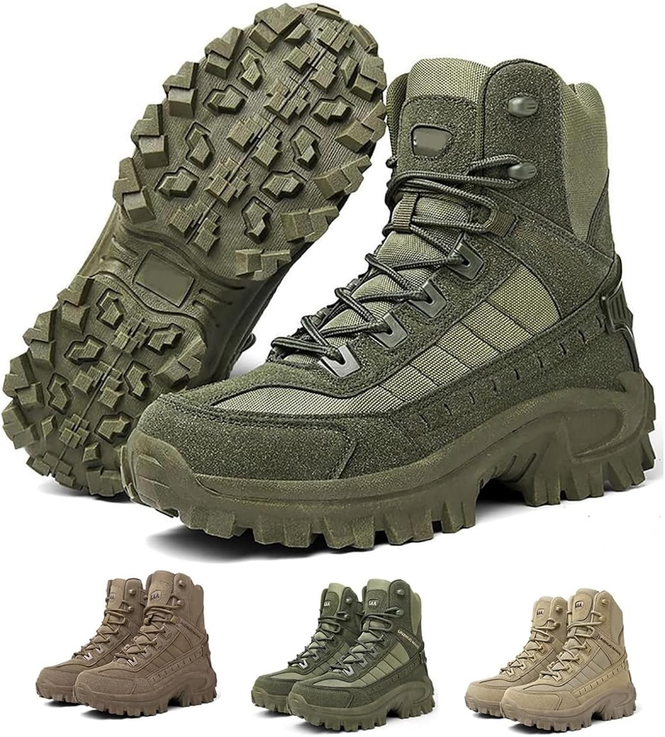 

Мужские ортопедические ботинки с поддержкой, против проколов, с противоскользящей подошвой, боковой молнией, водонепроницаемые, предотвращающие растяжения, легкие походные обувь Generic, зеленый