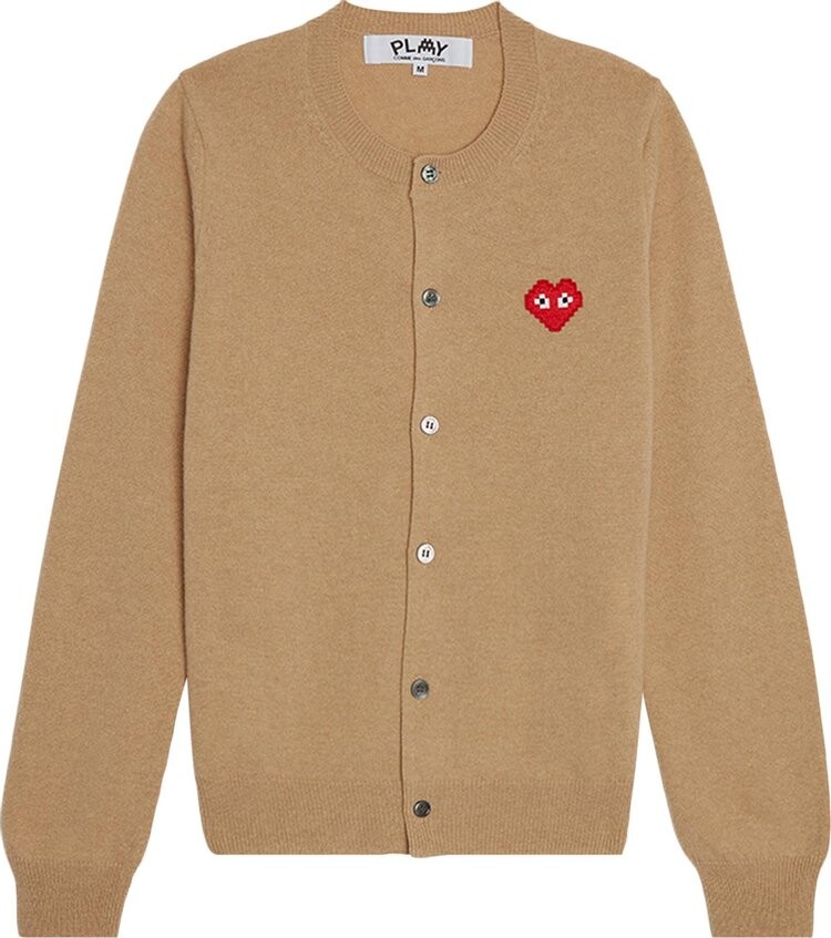 

Кардиган Comme des Garçons PLAY x Invader Pixelated Heart Cardigan Camel, коричневый