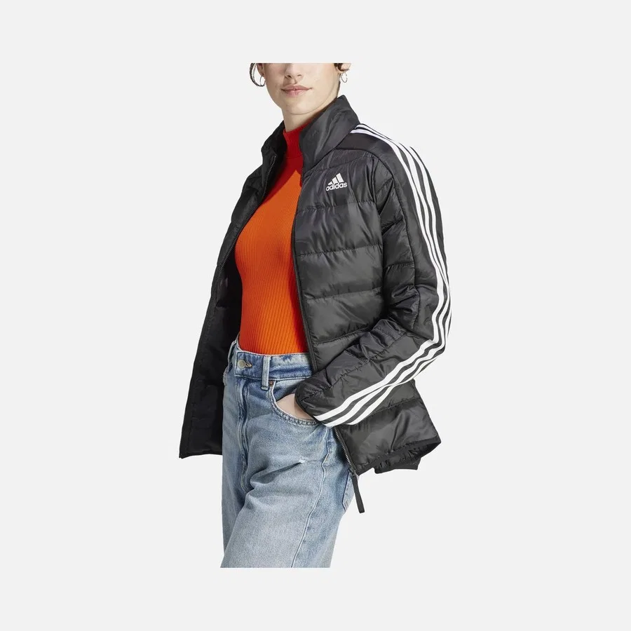 Женская спортивная куртка с капюшоном, с принтом, Essentials 3-Stripes Light Down Full-Zip Hoodie, adidas, Черный — фото 3