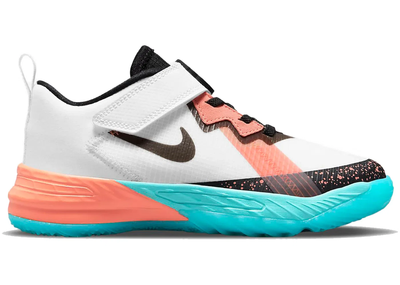 Детские кроссовки для мальчиков баскетбольные Nike LeBron 18 Low, Summit White/Dynamic Turquoise-Crimson Bliss-Black