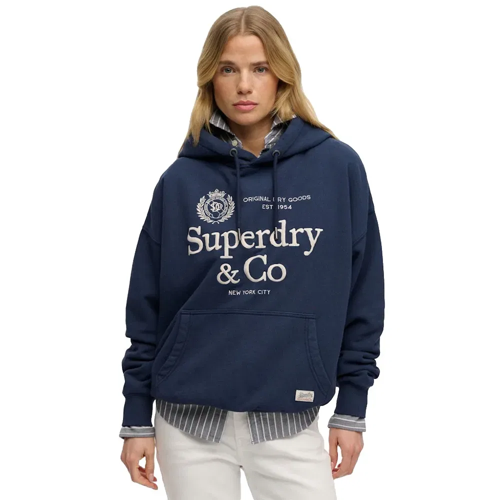 Худи Superdry Luxe Casual Embroidered Relaxed Fit, синий