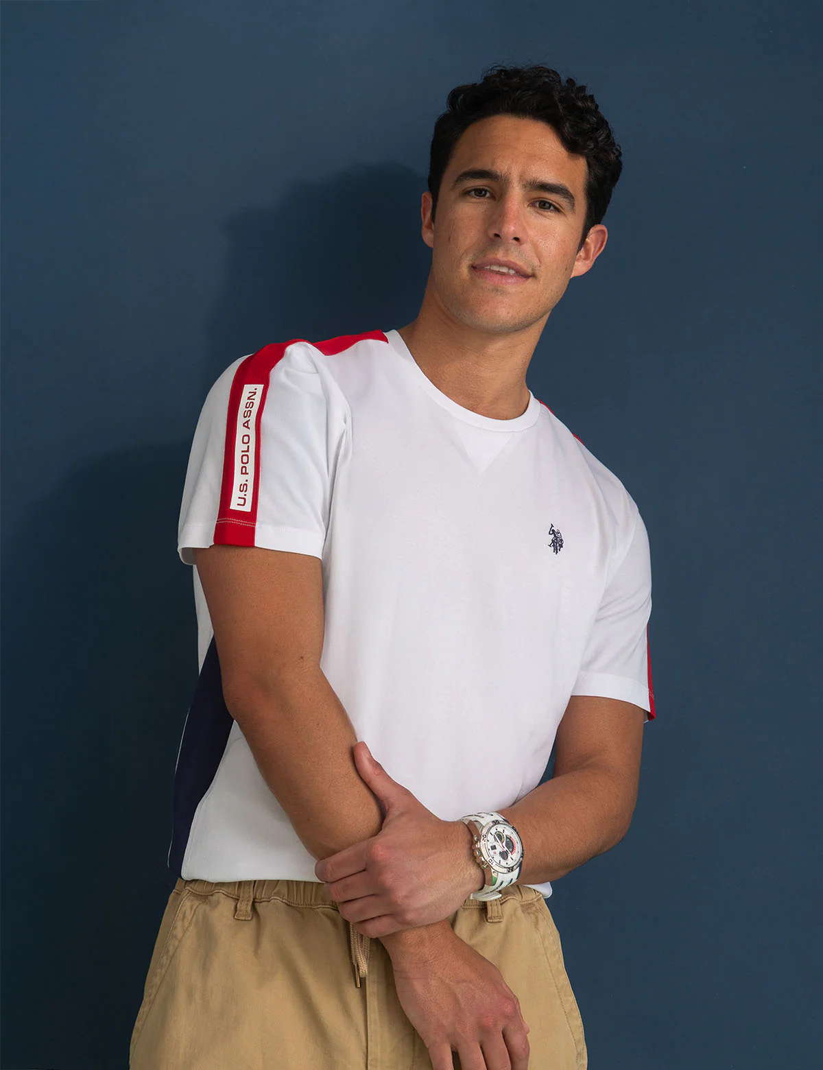 

Футболка U.S. Polo Assn Shoulder Tricot Tape Jersey Color Block, белый