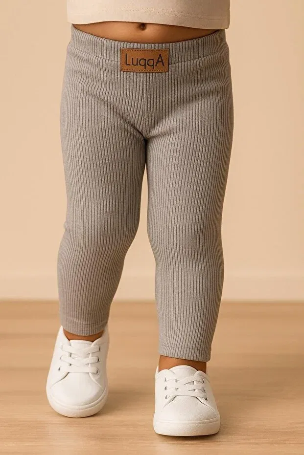 Детские леггинсы для девочек хлопковые Basics Luqqa, Gri
