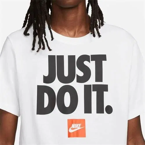 Мужская хлопковая футболка с коротким рукавом Nike JDI VERDIAGE, Weiß — фото 4