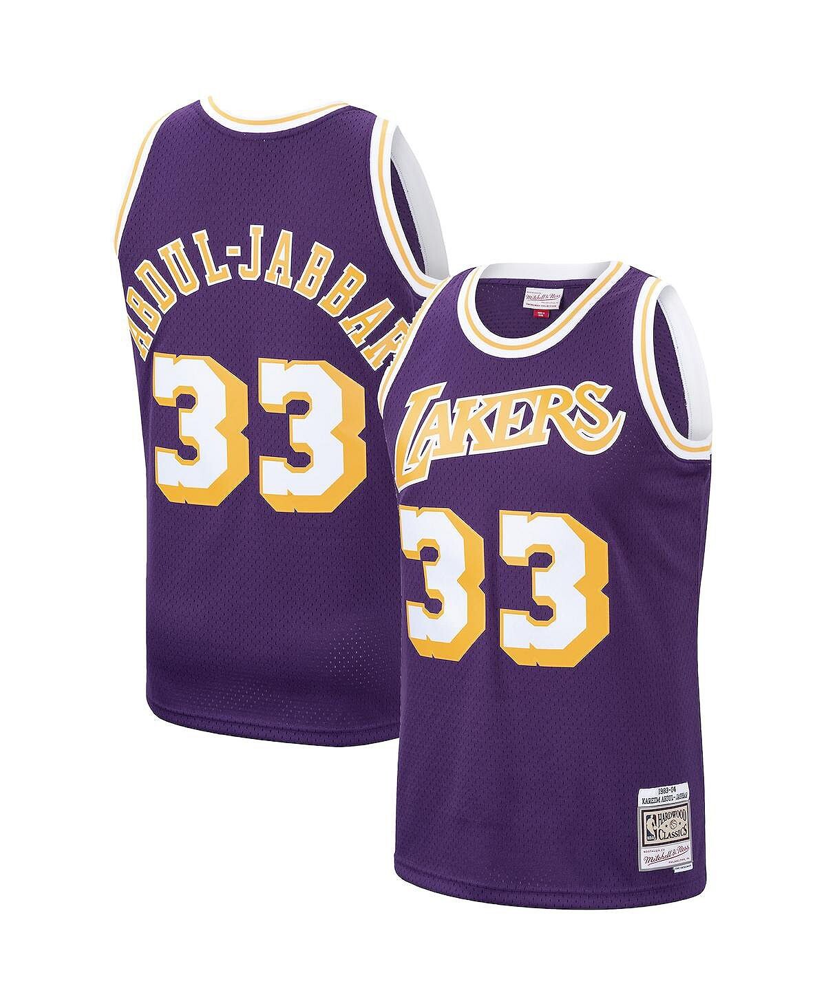

Мужская футболка kareem abdul-jabbar purple los angeles lakers 1983-84 hardwood classics swingman jersey Mitchell & Ness, фиолетовый