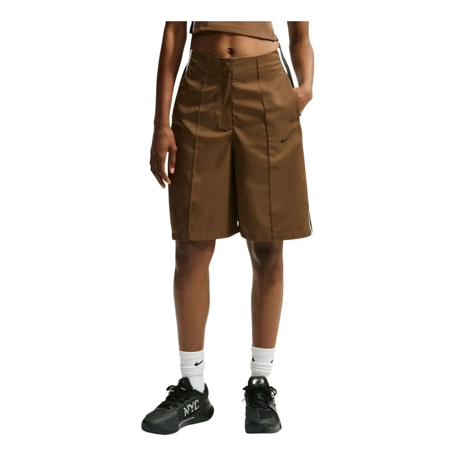 Женские шорты Naomi Osaka Loose Mid-Rise Shorts 'Mosswood Brown Black White' Nike, Mosswood Brown/Black/White