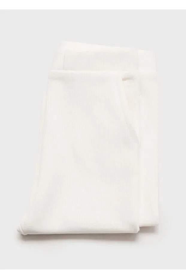 Детские брюки для девочек из трикотажа Jogger knitwear pants Mango Baby, Off White — фото 4