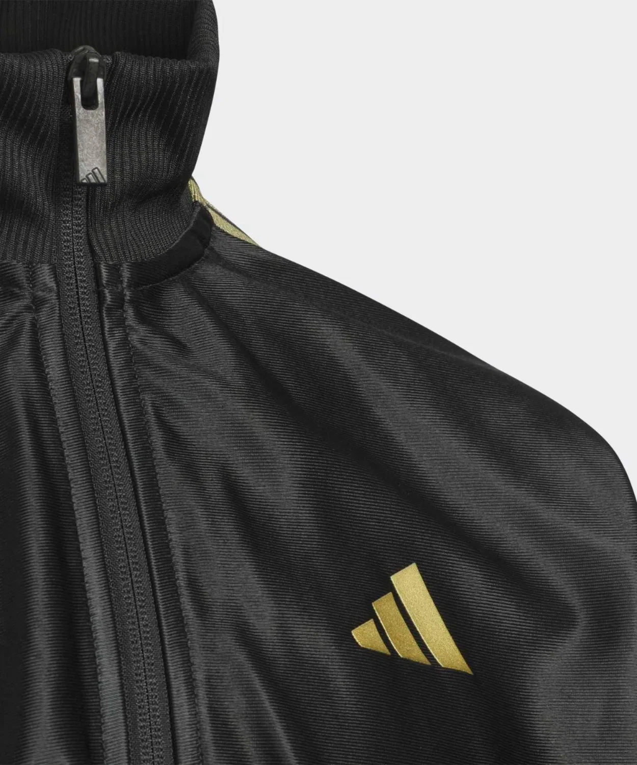 Детская куртка-джерси свободного кроя с металлическими полосками Adidas STADIUM GOLD, Black/Gold — фото 3