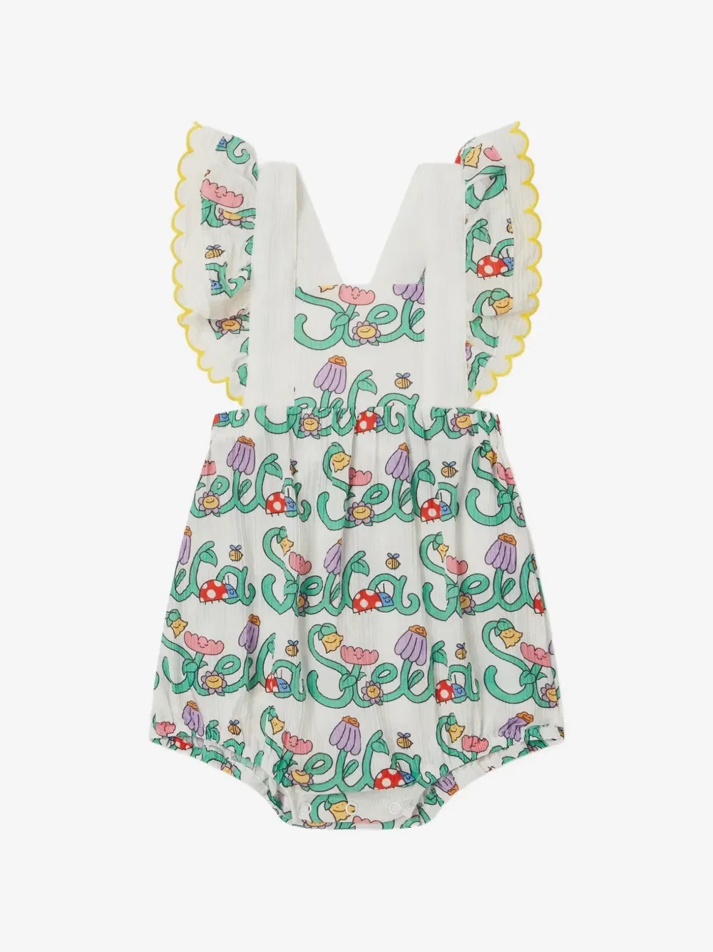 Боди с оборками и графическим принтом Stella McCartney Kids, зеленый