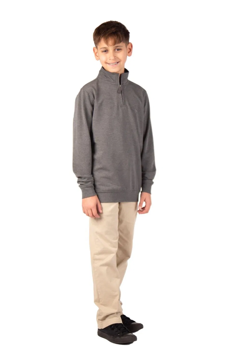 Флисовый свитер с четверть-молнией Boys Fleece Quarter Zip Tailorbyrd, Charcoal Heather — фото 2