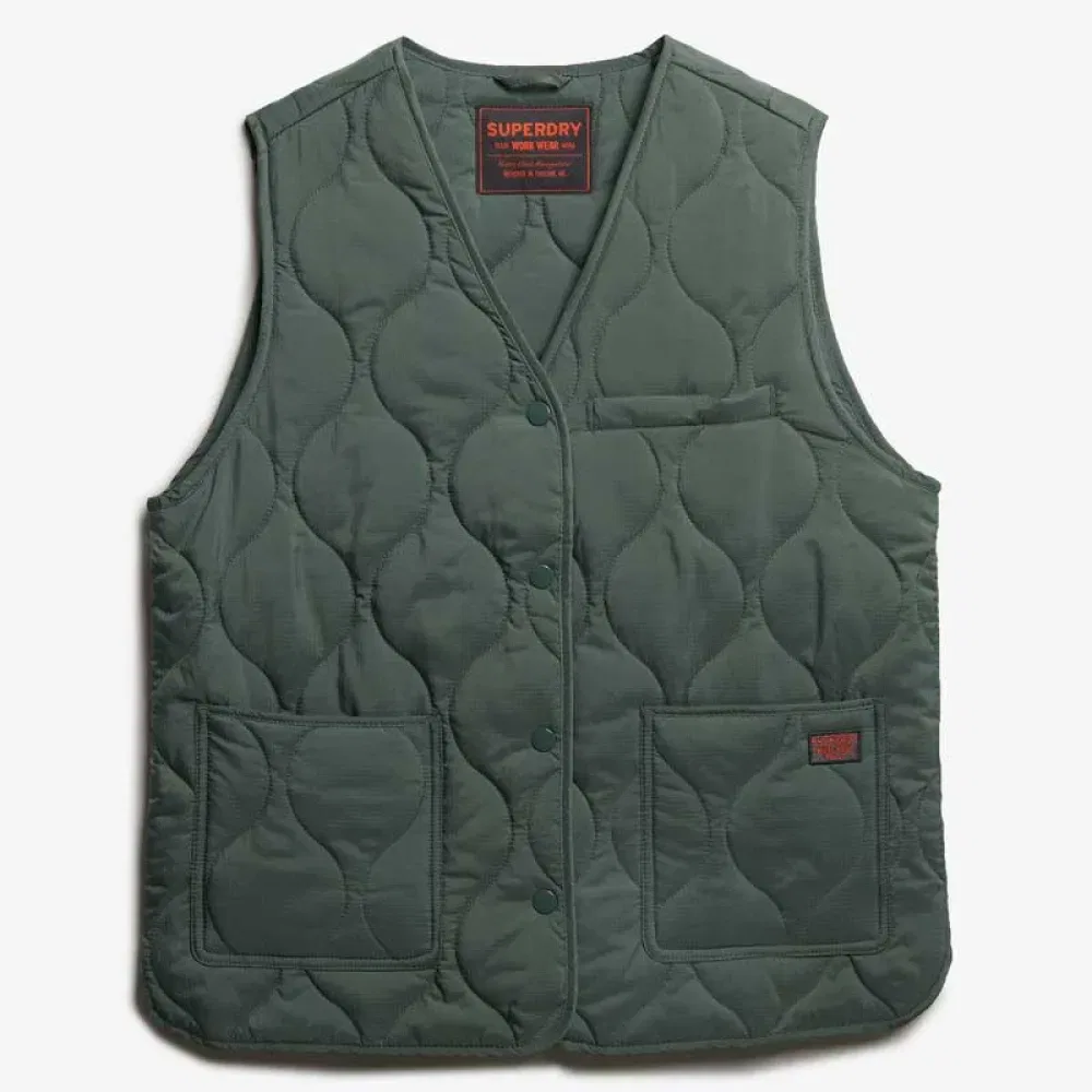Жилет стеганый Lite Liner Superdry, зеленый — фото 3