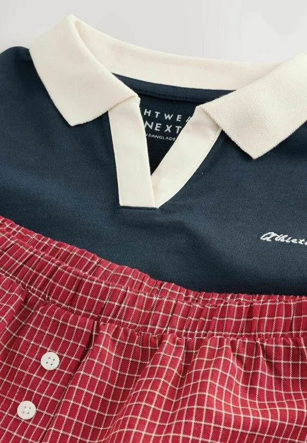 Комплект пижамы из хлопка Next, navy burgundy, темно-синий/бордовый — фото 2