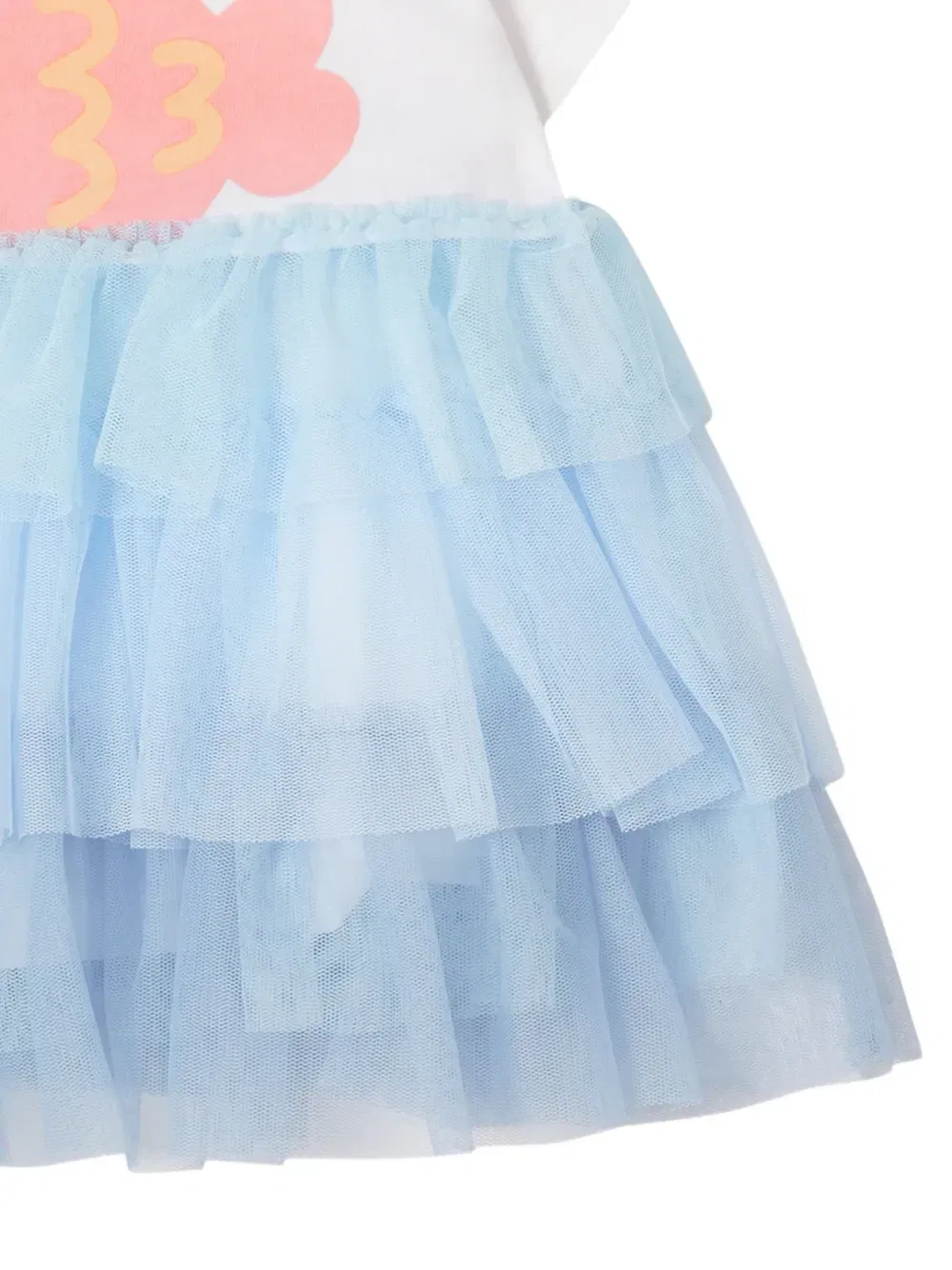Платье с ярусами и рыбным принтом Stella McCartney Kids, белый — фото 4