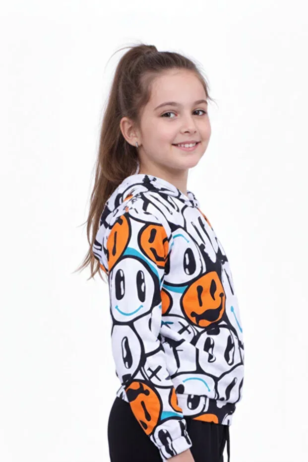 Детское худи для девочек с принтом Fyk Kids, Orange — фото 4
