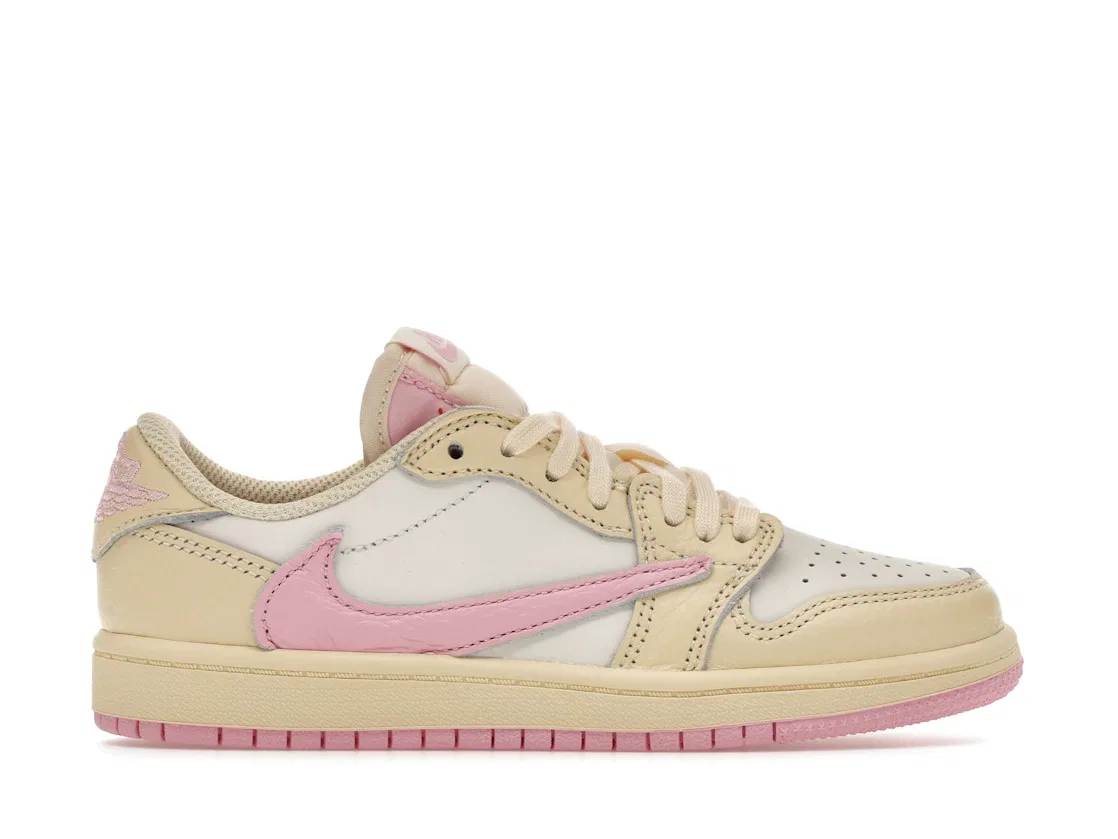 Детские кроссовки Lifestyle с принтом Jordan 1 Retro Low OG SP Travis Scott Shy Pink, Muslin Shy Pink Sail University Red