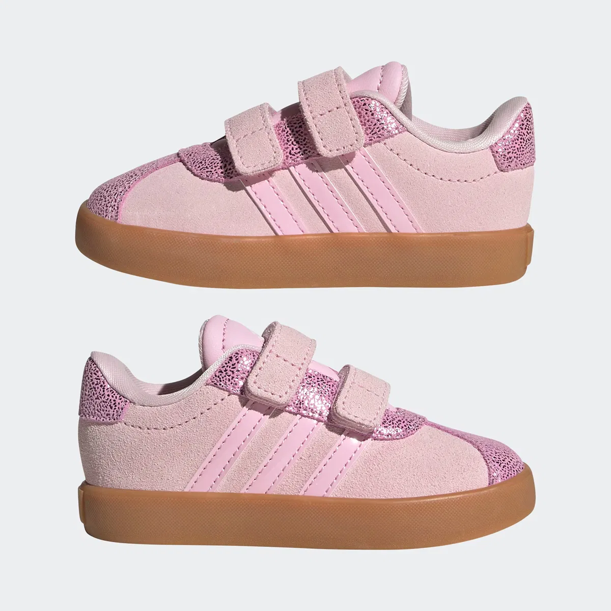 Детские кроссовки для мальчиков с ремешками на липучке Vl court 3.0 Adidas, Clear Pink Clear Pink Gum10 — фото 3