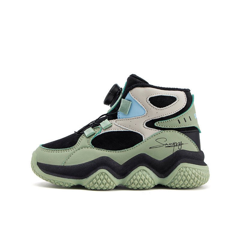 

Детские баскетбольные кроссовки с высоким берцем, противоскользящие, с защитой от ударов, износостойкие, с поддержкой и теплым верхом SNOOPY, зеленый/черный