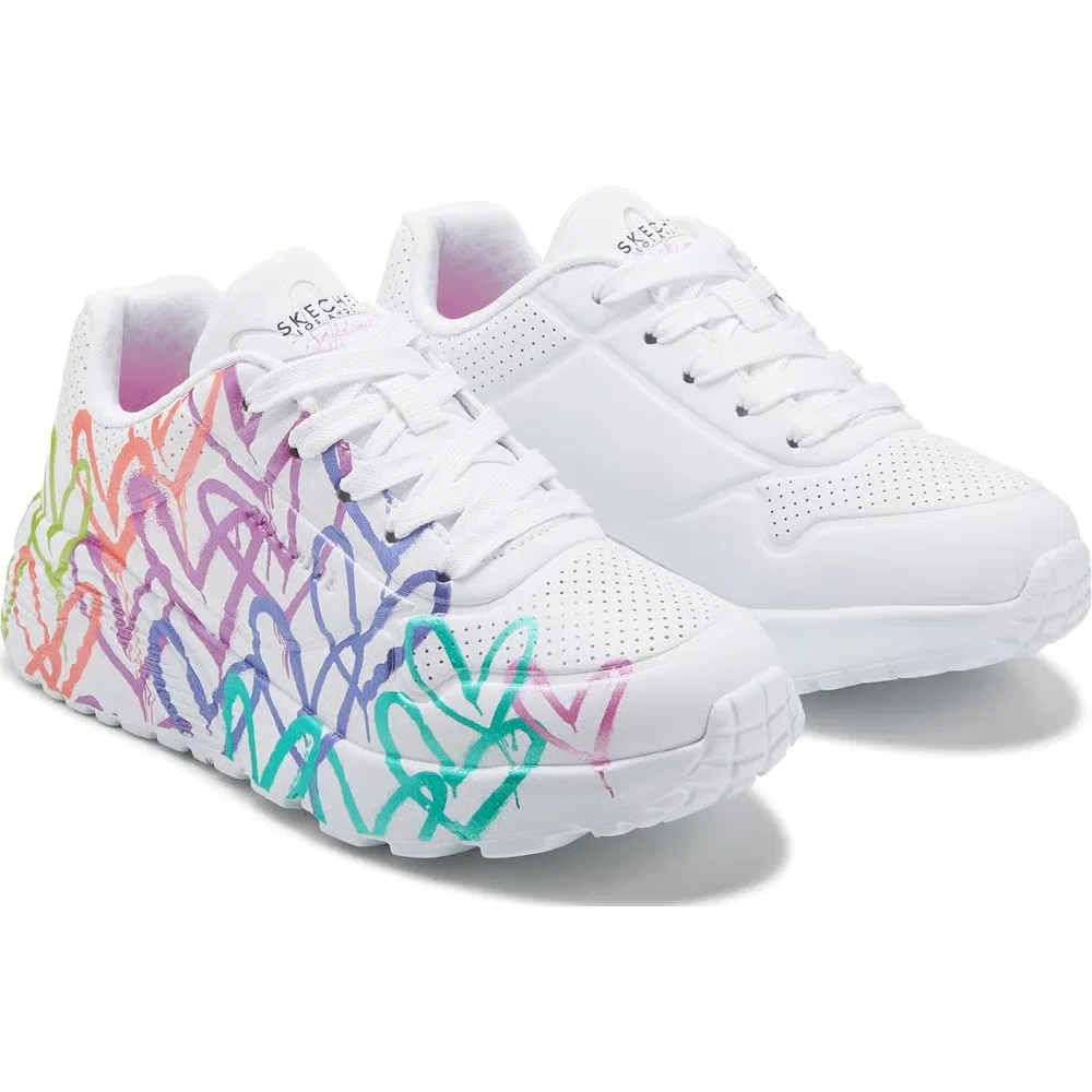 Детские кроссовки jgoldcrown street uno lite Skechers, White Foil Hearts
