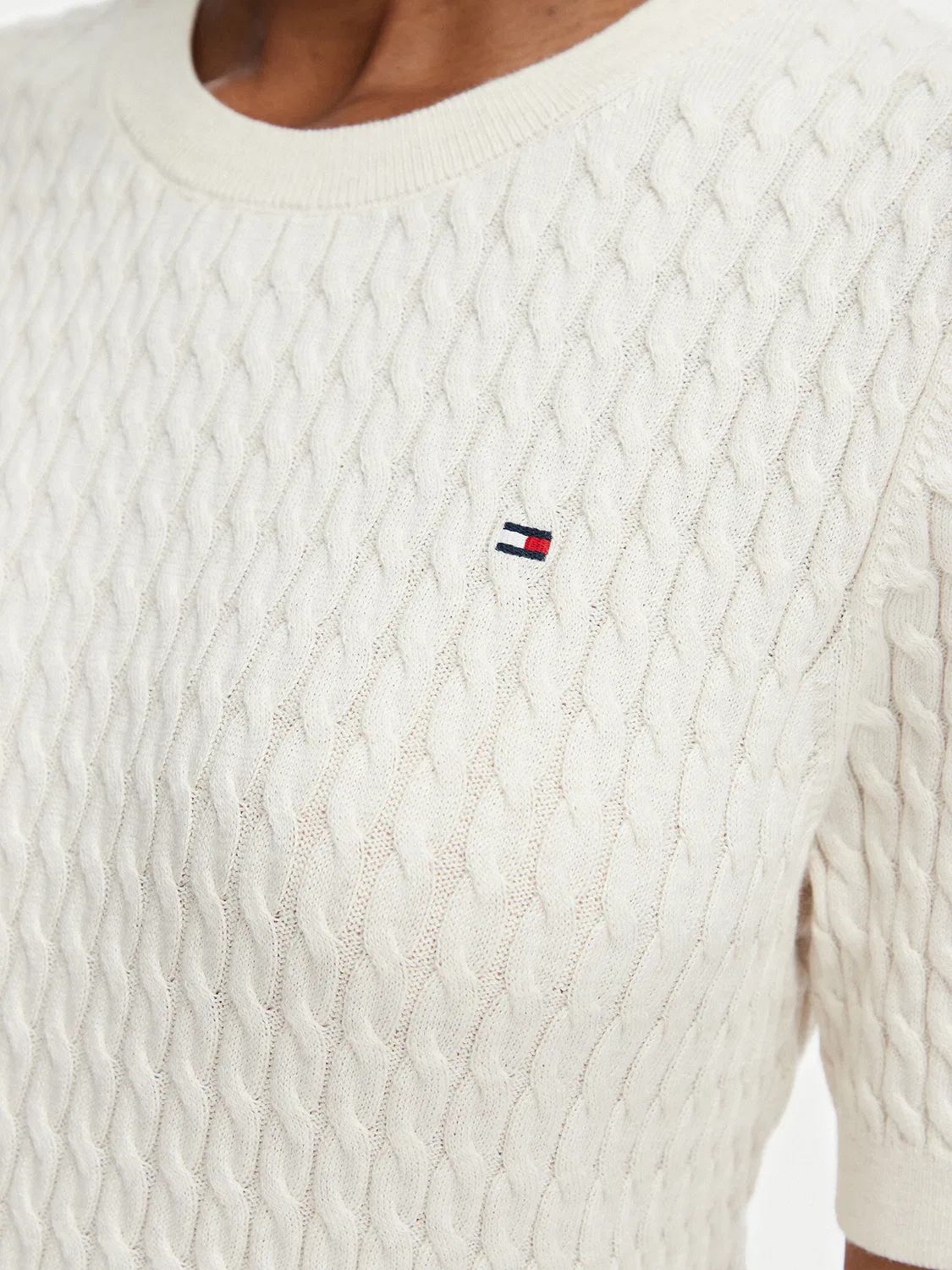 Женский пуловер стандартного кроя Cable Fine Tommy Hilfiger, кремовый — фото 4