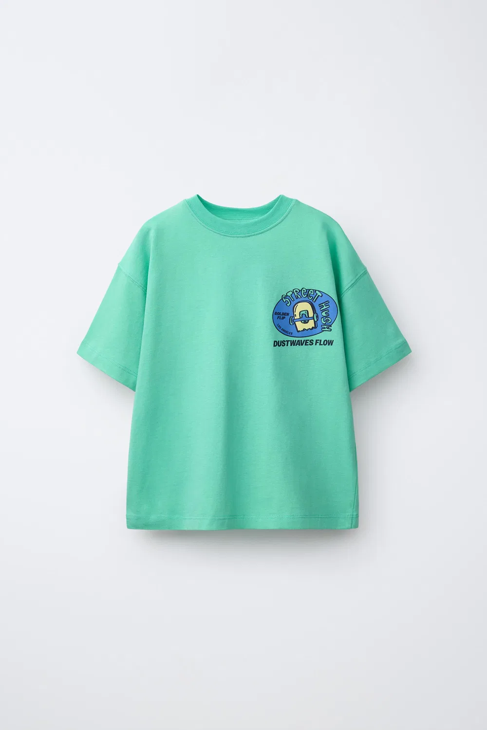 Футболка с рельефным принтом ZARA, Green/Blue