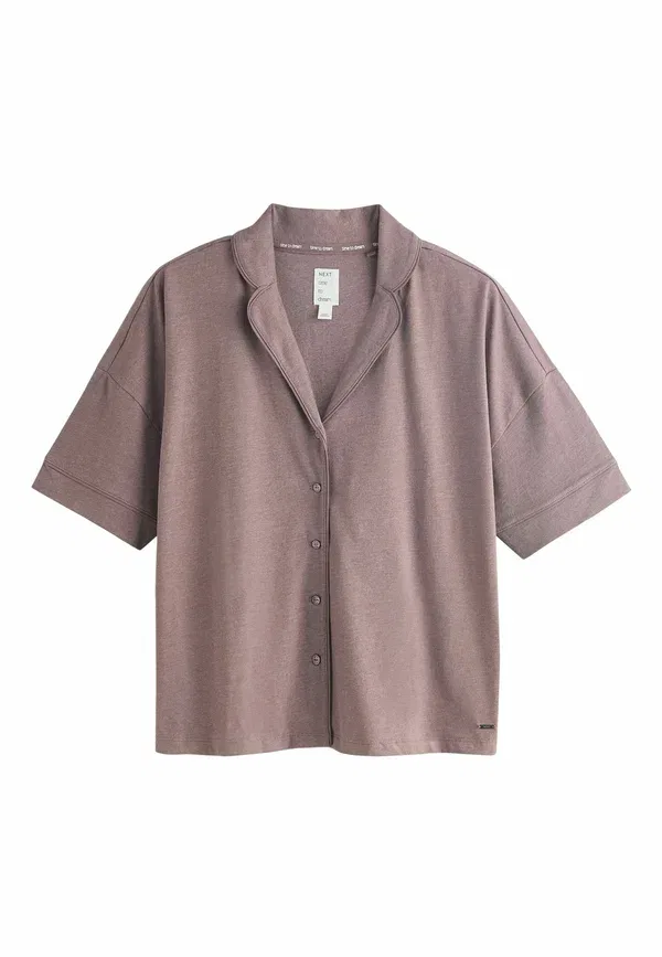 Пижамный комплект из хлопка и полиэстера Regular fit - jersey button through short pyjamas set Next mocha brown, коричневый — фото 2