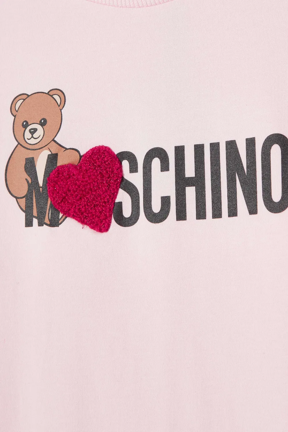 Футболка хлопковая с принтом логотипа и сердец Moschino, розовый — фото 2