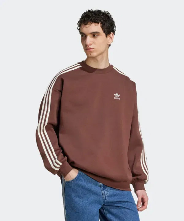 Свитшот оверсайз Adidas, коричневый/белый