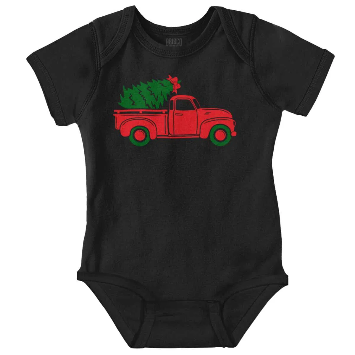 Детский боди-комбинезон с принтом Christmas Tree Xmas Pick Up Truck Brisco Brands, Black