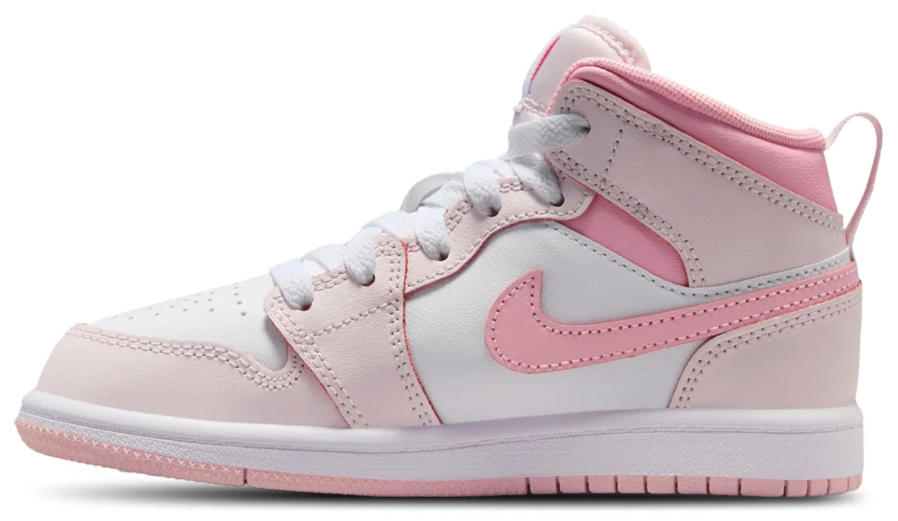Кроссовки для девочек AJ 1 Mid Jordan, цвет White/Pearl Pink/Medium Soft Pink — фото 2