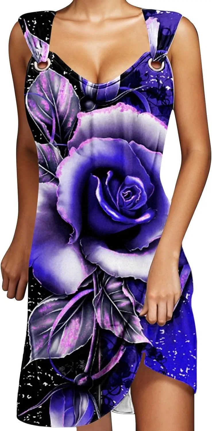 Женское летнее платье свободного кроя Boho, Purple