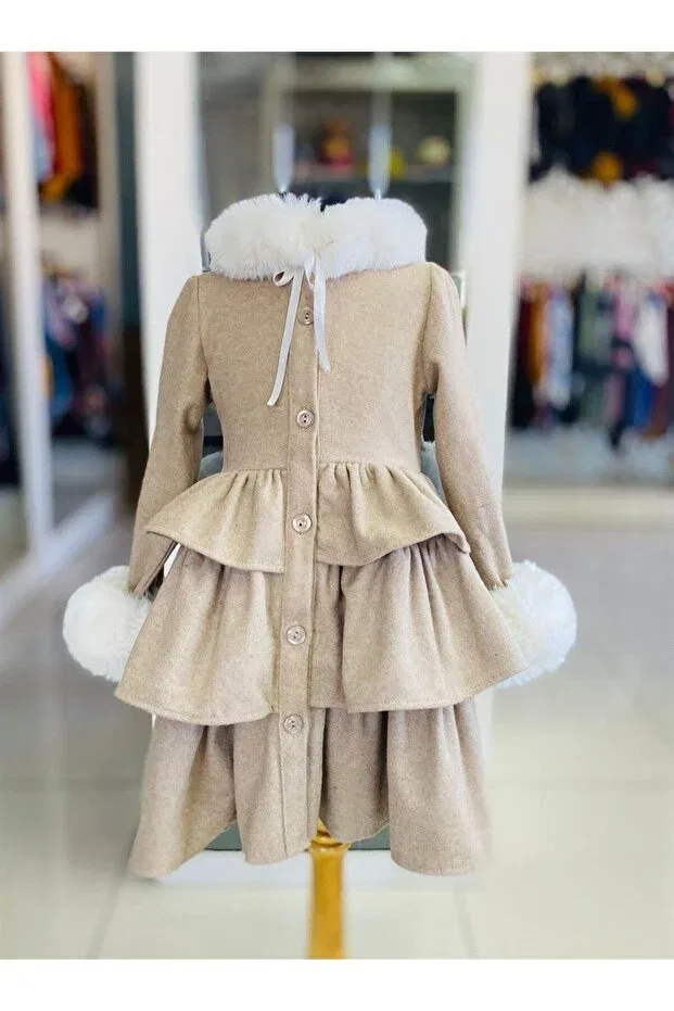 Детское пальто для девочек хлопковое Hilal Akıncı Kids, Brown — фото 4