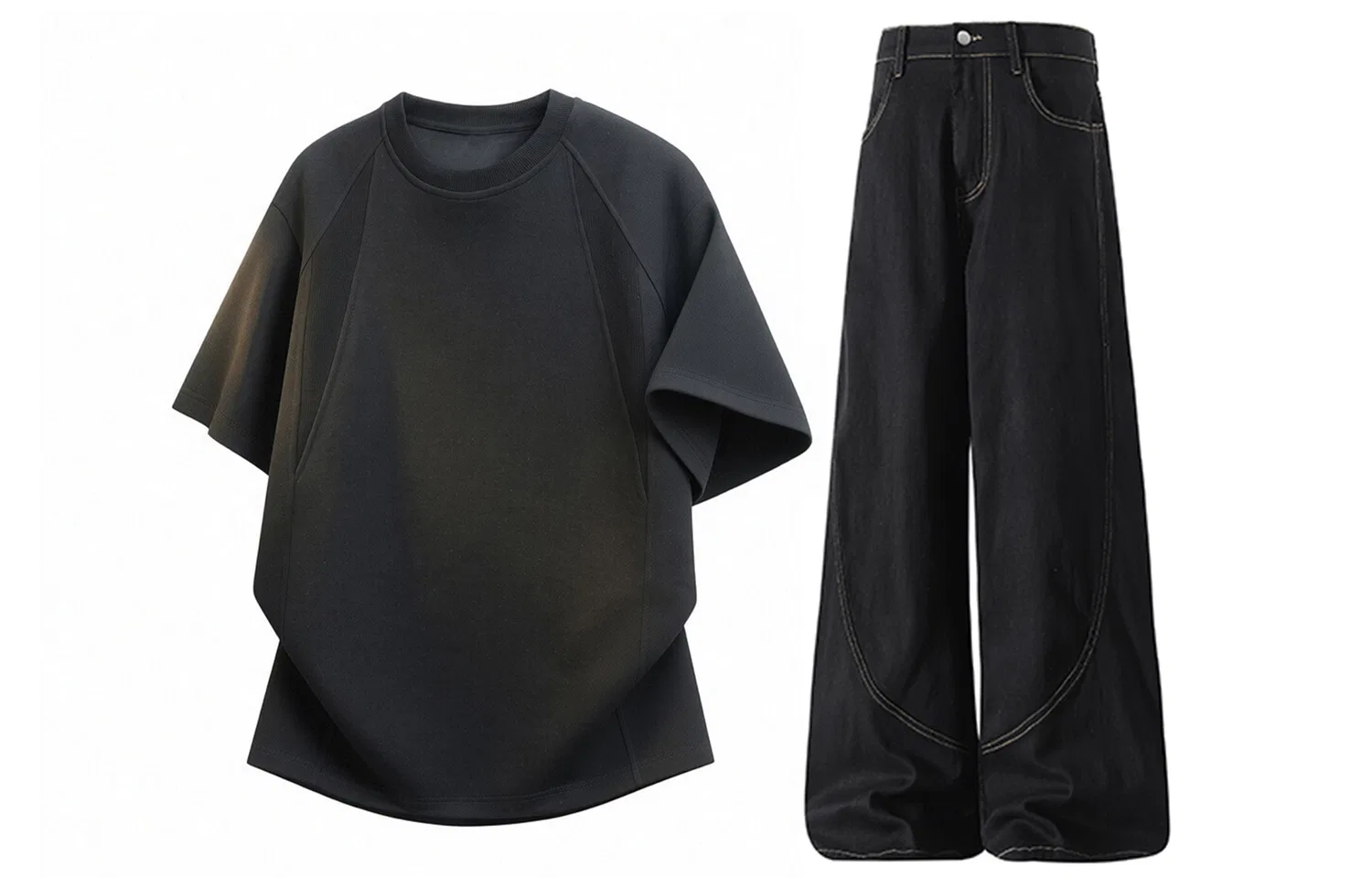 Детский комплект спортивной одежды с круглым вырезом Casual Sportswear GWAF, Белый/Черный — фото 4