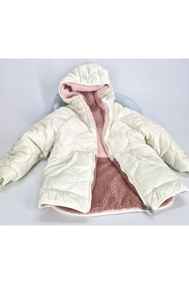 Детское пальто для девочек с капюшоном Evitle, Nude Color — фото 3