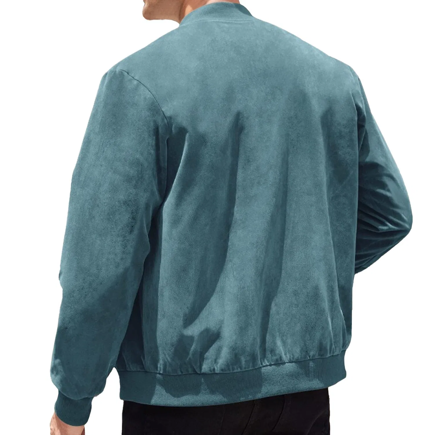 Мужская куртка-бомбер из замши на молнии Vintage Jackets, Blue 2 — фото 4