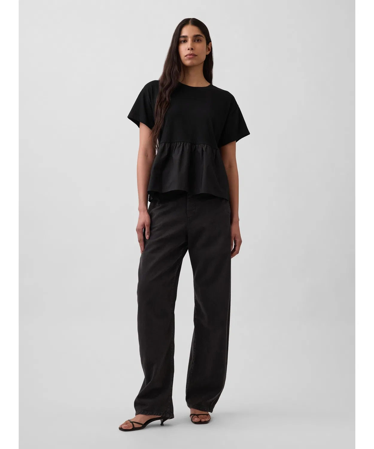 Женская футболка Oversize Mix Media Tied T-Shirt GAP, White — фото 2