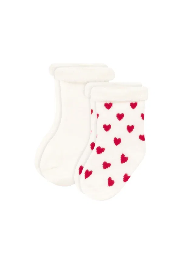 Носки комплект 2 пары Bebe couche unisex Petit Bateau, white/red, белый/красный — фото 2
