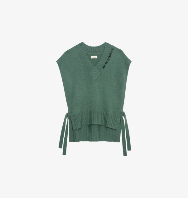 

Футболка из кашемира с надписью «Ida amour-slogan» Zadig&Voltaire, цвет coriander