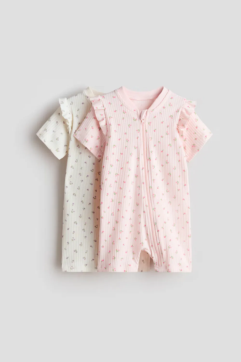 Комплект из двух хлопковых пижам с оборками H&M, Hellrosa/Geblümt — фото 4