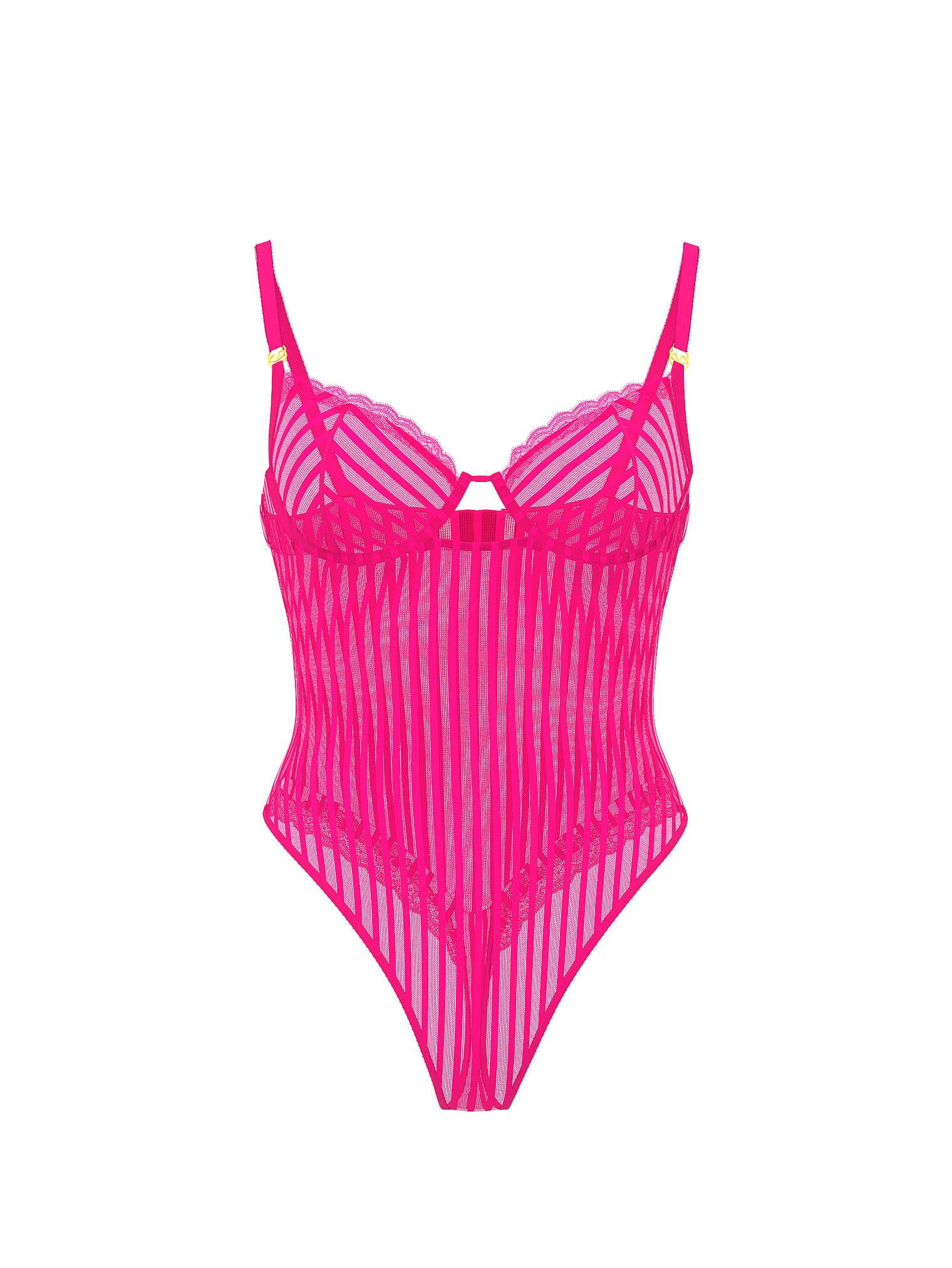 

Боди Victoria's Secret Tease Sheer Stripe Lace-Trim Cupped, розовый