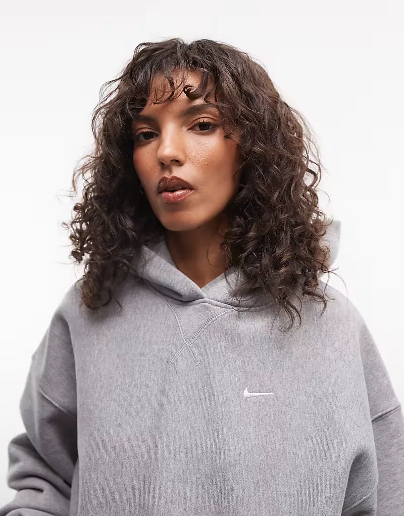 Толстовка Nike Studio Fleece из плотной флиса оверсайз темно-серый — фото 3