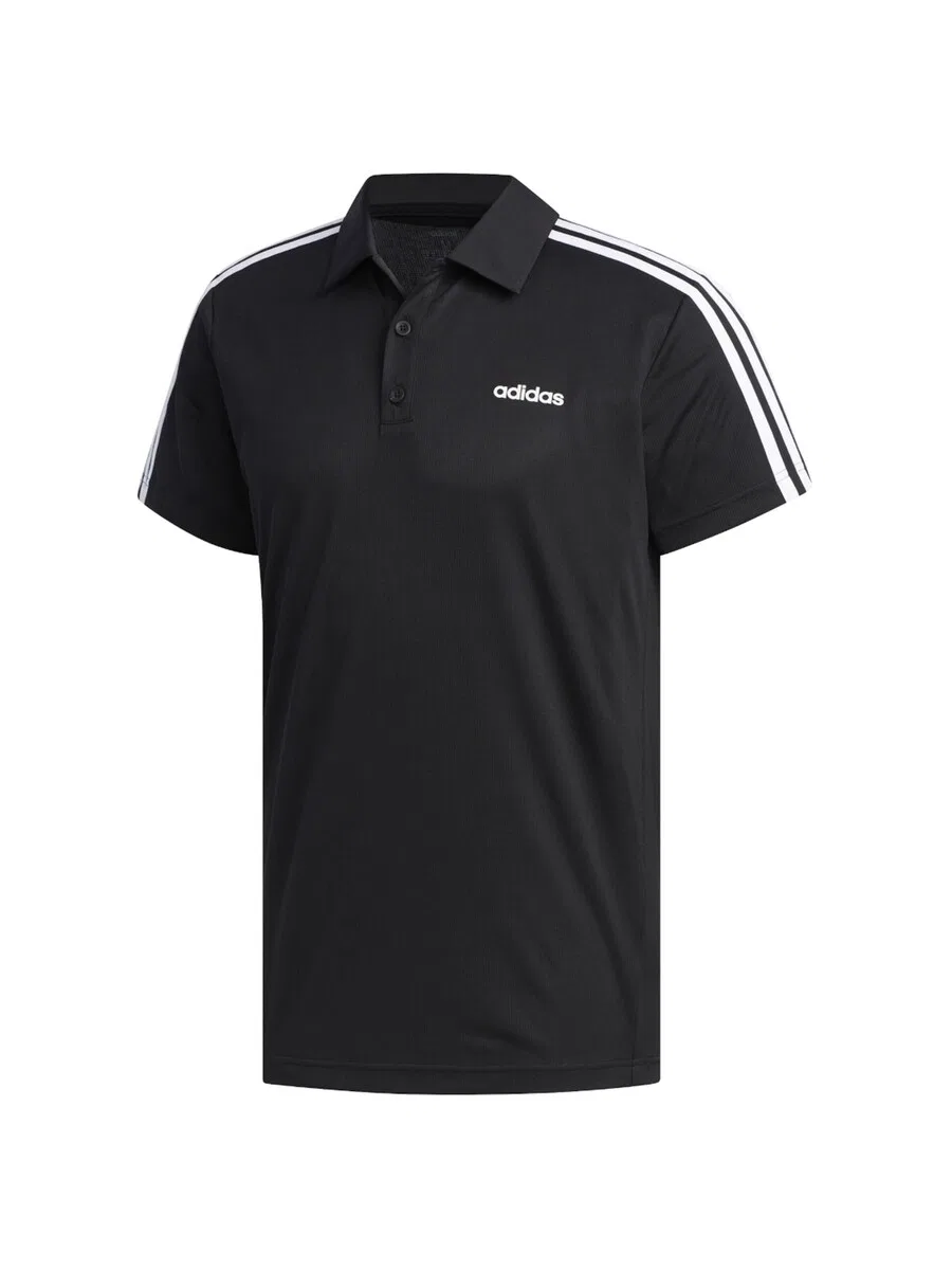 Футболка ADIDAS PERFORMANCE 'adidas Designed 2 Move 3-Stripes Polo Shirt' черного цвета