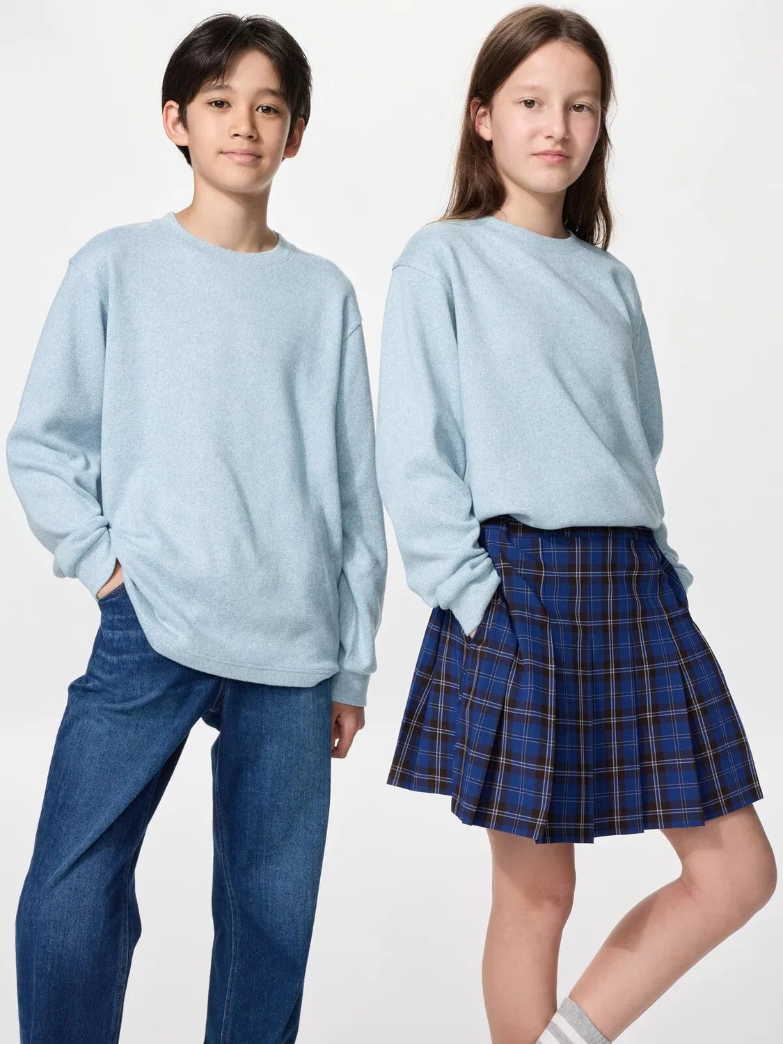 Футболка Uniqlo, детская, вязаная флисовая, синяя