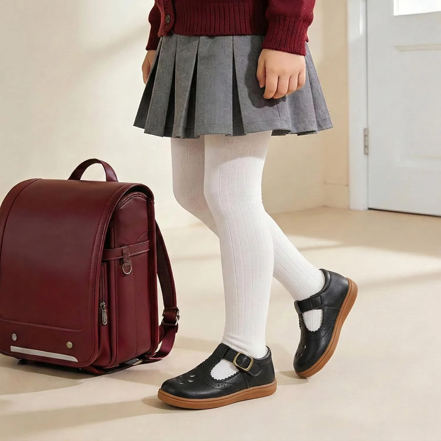 Детские туфли для девочек с широким носком Mary Jane Flats LeIsfIt, Black — фото 2